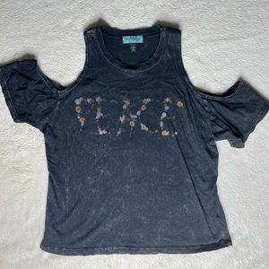 Peace Cold Shoulder Top